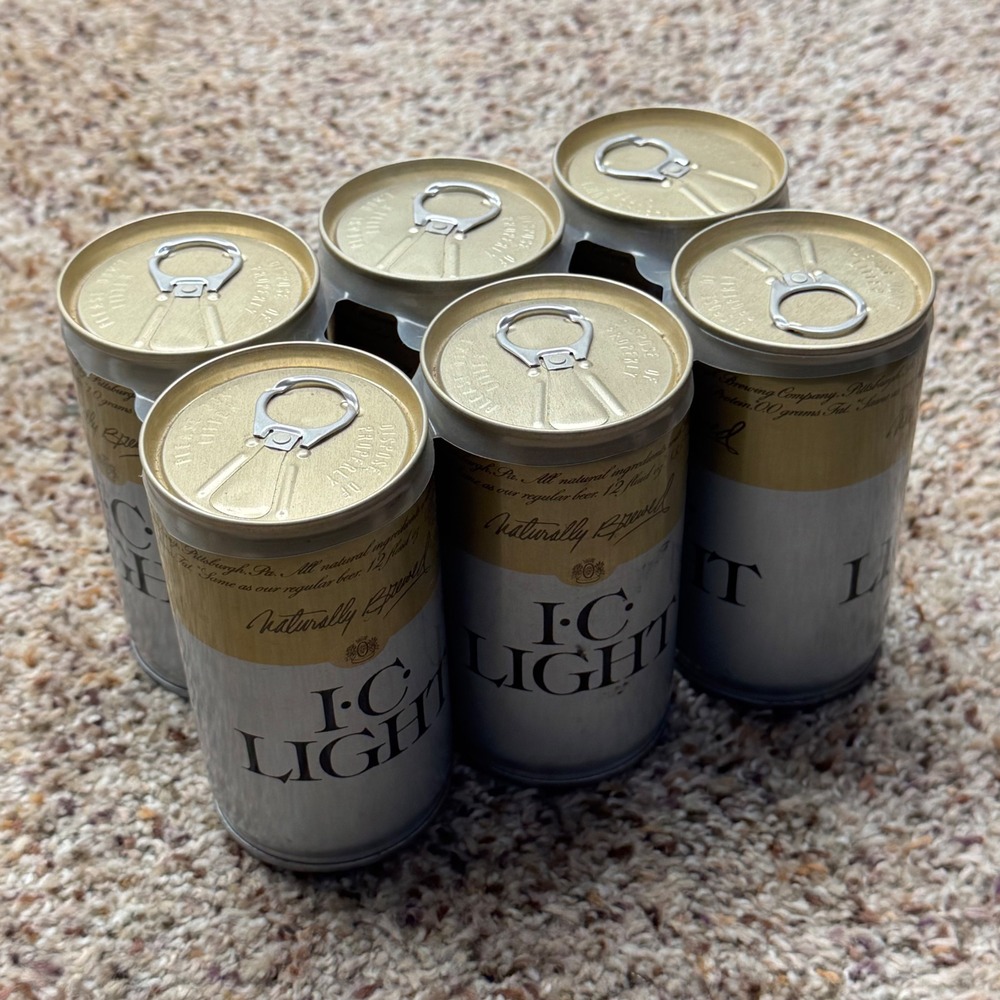 Vintage IC Light Beer Cans 6 Pack Pittsburgh Brewing Company Pull Tab Bottom